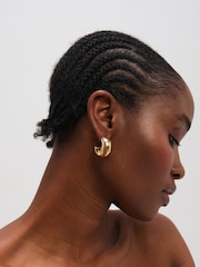 Mood Gold Tone Chubby Hoop Earrings - Image 2 of 2