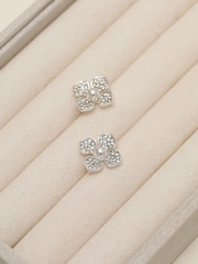 Mood Silver Tone Pearl Clover Earrings - Image 1 of 3