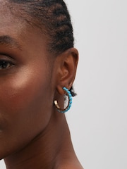 Mood Gold Tone Blue Bead Hoop Earrings - Image 1 of 2