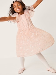 Monsoon Pink Latifa Floral Embellished Party Dress - Image 1 of 4