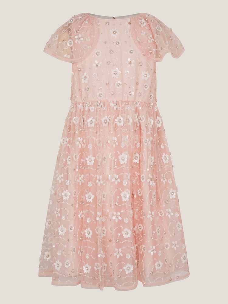 Monsoon Pink Latifa Floral Embellished Party Dress - Image 2 of 4