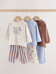 Blue/Brown Brunch Club Baby Top and Wide Leg Leggings Set 6 Piece (0mths-2yrs) - Image 1 of 13