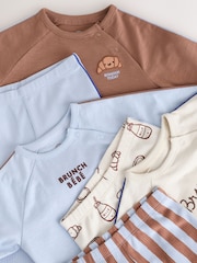 Blue/Brown Brunch Club Baby Top and Wide Leg Leggings Set 6 Piece (0mths-2yrs) - Image 11 of 13