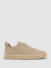 Reiss Stone Cade Suede Espadrille Lace-Up Trainers - Image 2 of 4
