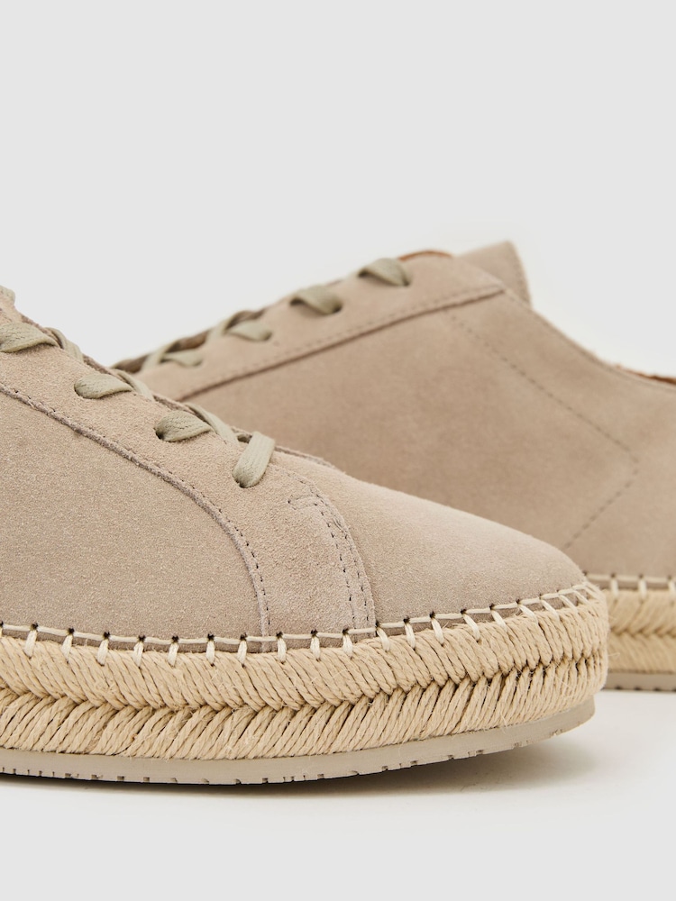 Reiss Stone Cade Suede Espadrille Lace-Up Trainers - Image 4 of 4 Reiss Stone Cade Suede Espadrille Lace-Up Trainers - Image 4 of 4