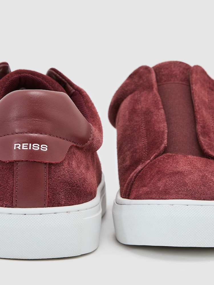 Reiss Maroon Red Emil Suede Slip-On Elasticated Trainers - Image 4 of 4 Reiss Maroon Red Emil Suede Slip-On Elasticated Trainers - Image 4 of 4