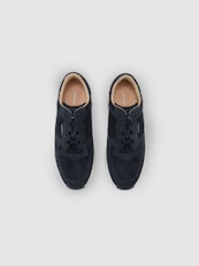 Reiss Dark Navy Grant Bonded-Leather Lightweight Runner Trainers - Image 3 of 6