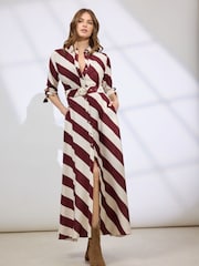 Star by Julien MacDonald Red Printed Stripe Shirt Dress - Image 1 of 2
