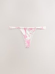 Cream/Pink Floral Tanga High Waist Bikini Bottoms - Image 6 of 8