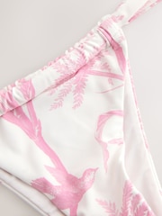 Cream/Pink Floral Tanga High Waist Bikini Bottoms - Image 7 of 8