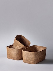 The Set 5 Pack Natural Low Rectangular Baskets - Image 4 of 7