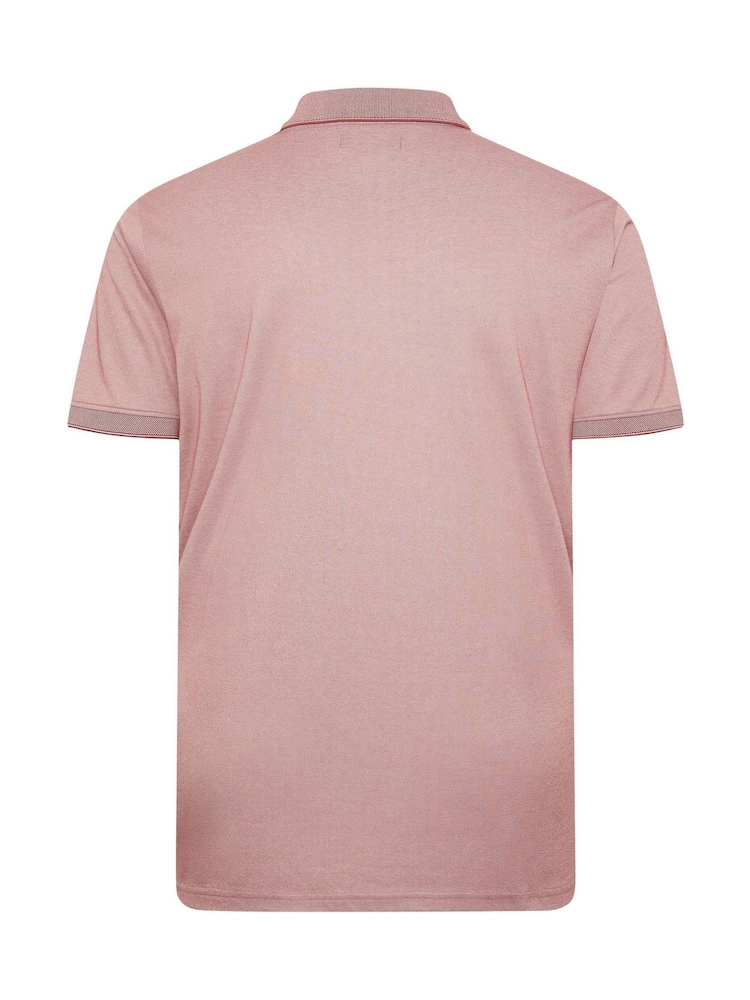 BadRhino Big & Tall Red Two Tone Textured Polo Shirt - Image 6 of 6