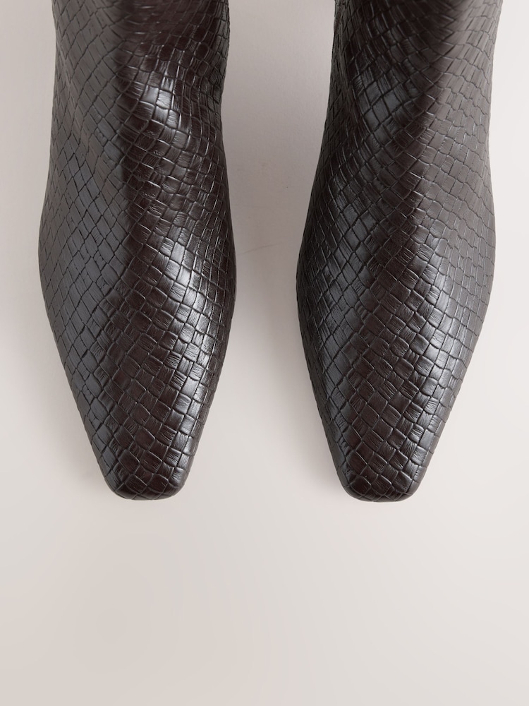 Chocolate Brown Forever Comfort® Chisel Toe Weave Heeled Boots - Image 10 of 10 Chocolate Brown Forever Comfort® Chisel Toe Weave Heeled Boots - Image 10 of 10