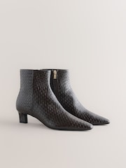 Chocolate Brown Forever Comfort® Chisel Toe Weave Heeled Boots - Image 7 of 10