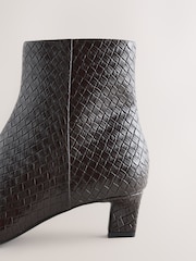 Chocolate Brown Forever Comfort® Chisel Toe Weave Heeled Boots - Image 9 of 10