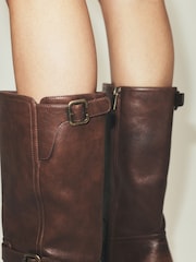 Chocolate Brown Forever Comfort® Biker Style Knee High Boots - Image 4 of 5
