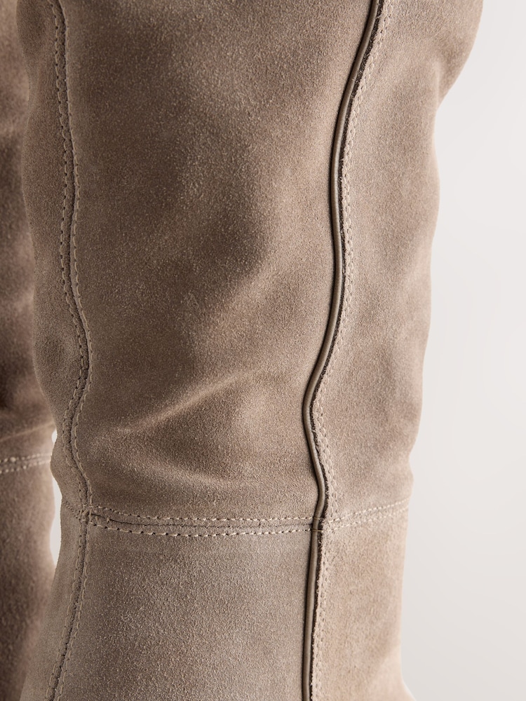 Taupe Forever Comfort® Whipstitch Knee High Slouch Boots - Image 11 of 11 Taupe Forever Comfort® Whipstitch Knee High Slouch Boots - Image 11 of 11