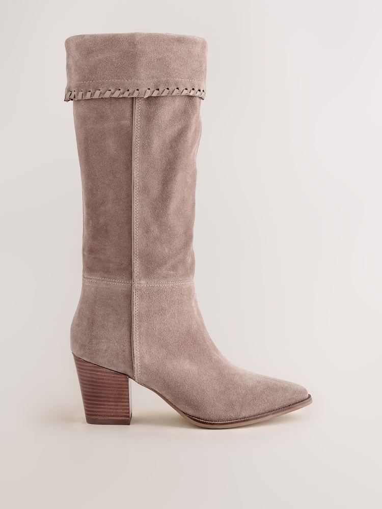 Taupe Forever Comfort® Whipstitch Knee High Slouch Boots - Image 2 of 5