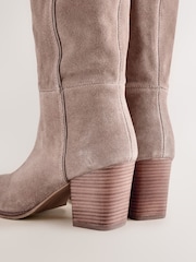 Taupe Forever Comfort® Whipstitch Knee High Slouch Boots - Image 3 of 5