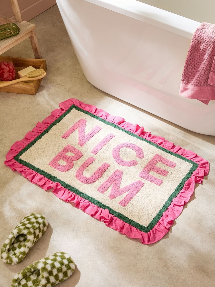 Furn Nice Bum Cotton Frill Bath Mat - Imagen 1 de 4