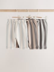 Grey/Cream Stripe Baby Straight Leg Joggers 3 Pack (0mths-2yrs) - Image 1 of 9