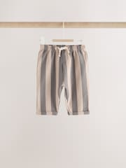 Grey/Cream Stripe Baby Straight Leg Joggers 3 Pack (0mths-2yrs) - Image 3 of 9