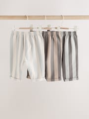 Grey/Cream Stripe Baby Straight Leg Joggers 3 Pack (0mths-2yrs) - Image 5 of 9