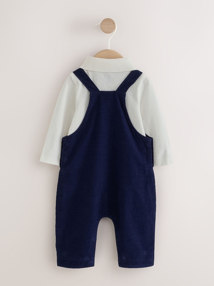 Navy Blue Train Cord Dungarees and Bodysuit Baby Set (0mths-3yrs) - Image 2 of 5 Navy Blue Train Cord Dungarees and Bodysuit Baby Set (0mths-3yrs) - Image 2 of 5