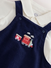 Navy Blue Train Cord Dungarees and Bodysuit Baby Set (0mths-3yrs) - Image 3 of 5