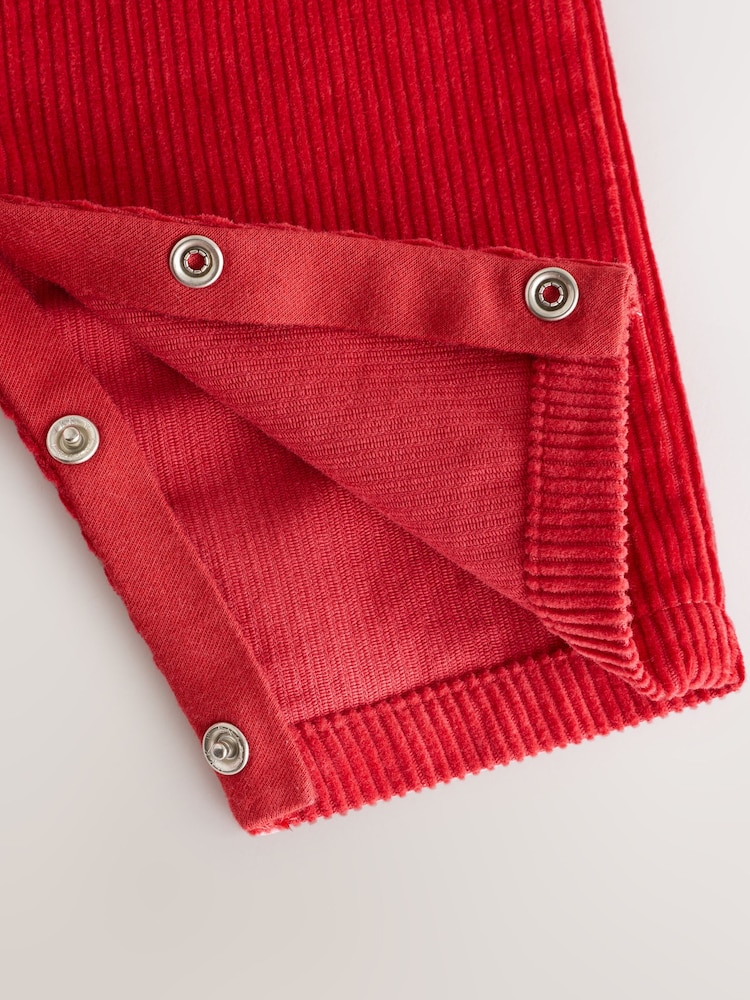 Red Plain Cord Dungaree and Bodysuit Baby Set (0mths-2yrs) - Image 6 of 6