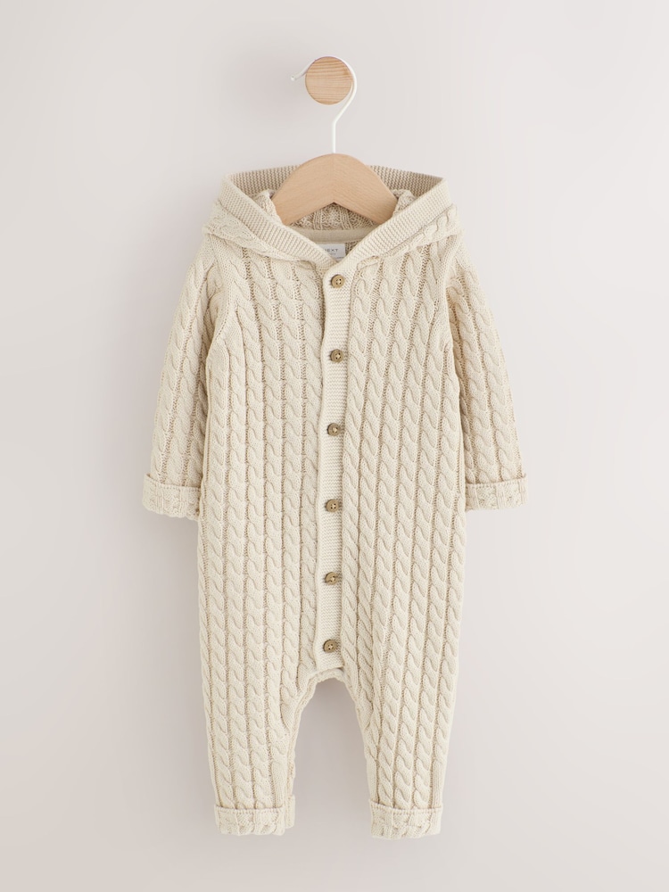 Neutral Knitted Cable Baby Romper (0mths-3yrs) - Image 1 of 6