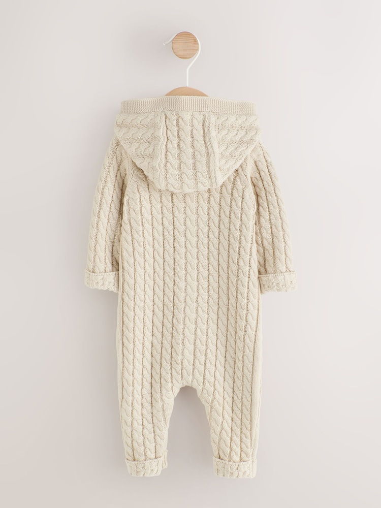 Neutral Knitted Cable Baby Romper (0mths-3yrs) - Image 2 of 6