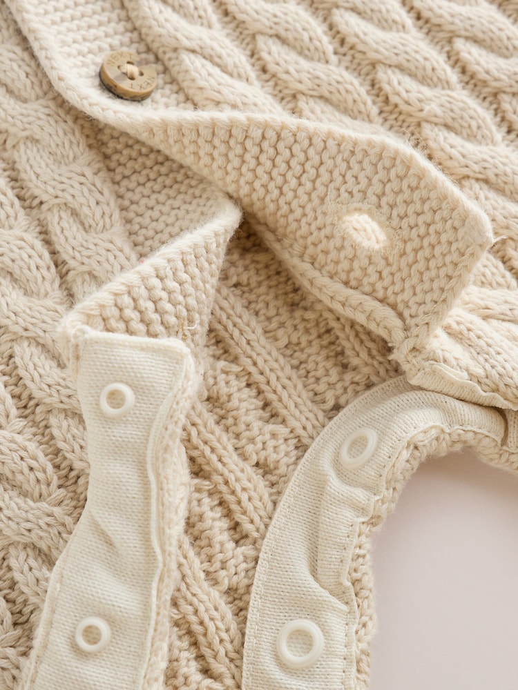 Neutral Knitted Cable Baby Romper (0mths-3yrs) - Image 6 of 6