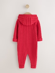 Red Knitted Cable Baby Romper (0mths-3yrs) - Image 2 of 6