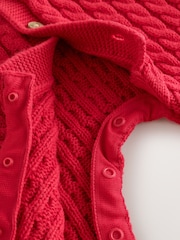 Red Knitted Cable Baby Romper (0mths-3yrs) - Image 6 of 6