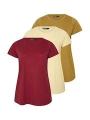 Yours Curve Green Short Sleeve Core Tops 3 Pack - Image 6 of 7