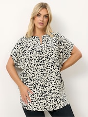 Yours Curve Abstract Notch Neck Top - Imaginea 1 din 5