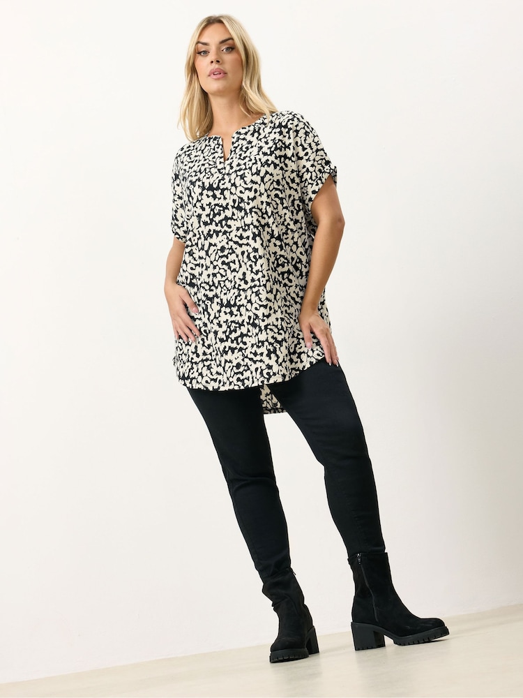 Yours Curve Abstract Notch Neck Top - Imaginea 2 din 5