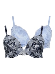 Yours Curve Blue Embellished Non Padded Bra 2 Pack - Image 6 of 8