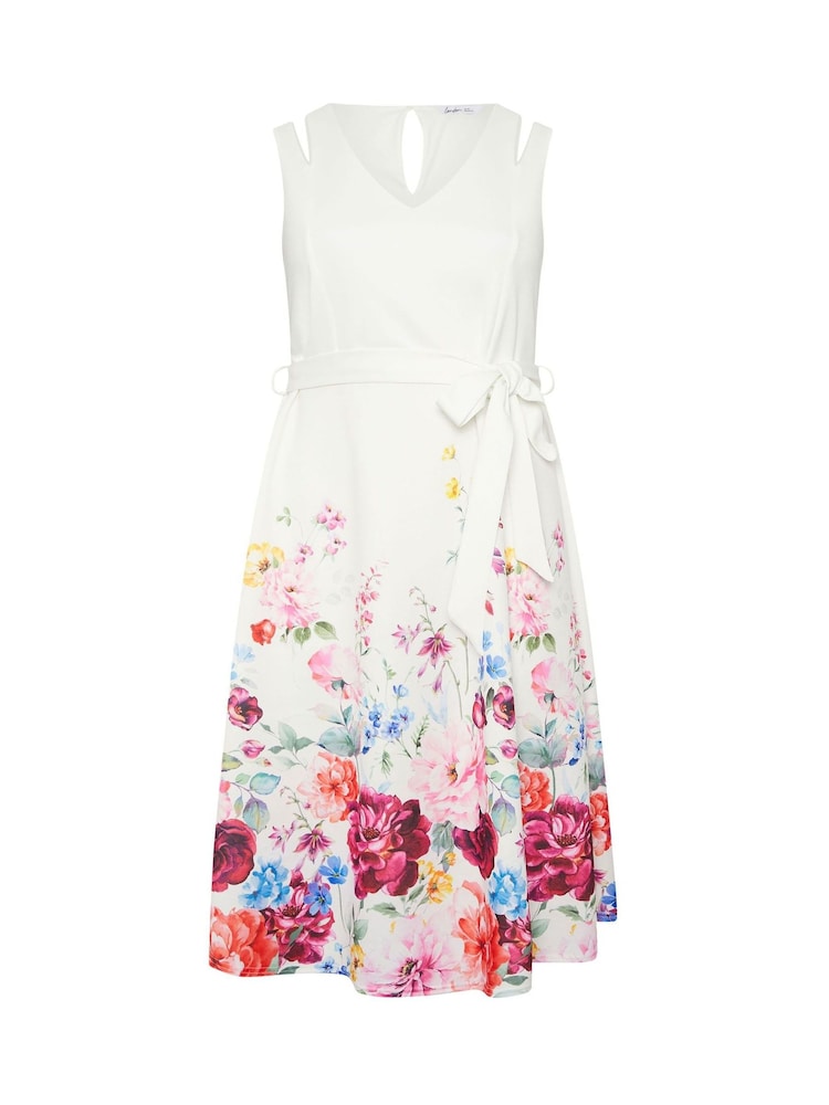 Yours Curve White London Floral Skater Midi Dress - Image 5 of 5