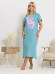 Yours Curve Blue Midaxi Nightdress 2 Pack - Image 2 of 5