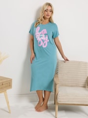 Yours Curve Blue Midaxi Nightdress 2 Pack - Image 3 of 5