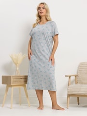 Yours Curve Blue Midaxi Nightdress 2 Pack - Image 4 of 5
