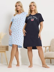 Yours Curve מארז של 2 כותונות לילה עם מכפלת נמוכה בגב - תמונה 1 מתוך 8