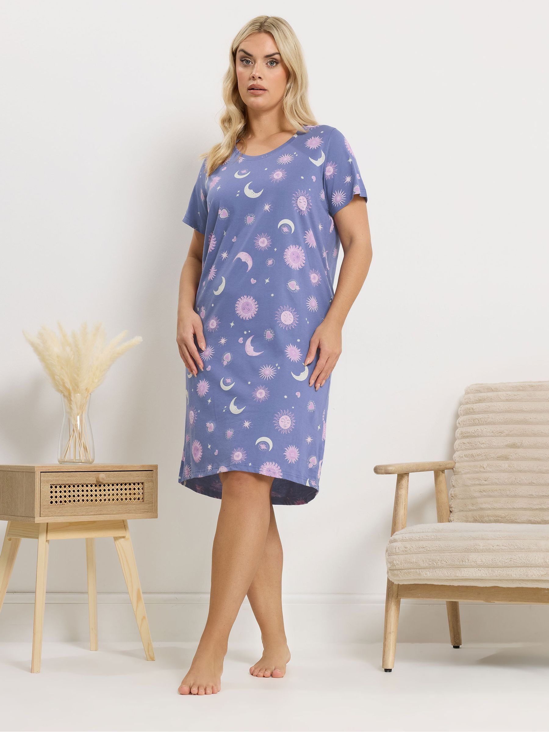 Yours Curve Women's Blue Dipped Back Nightdress