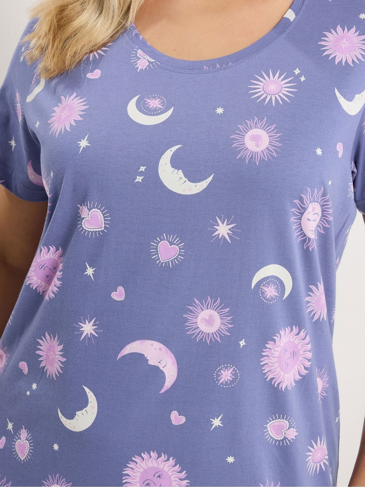 Yours Curve Blue Dipped Back Nightdress - Image 4 of 4 Yours Curve Blue Dipped Back Nightdress - Image 4 of 4