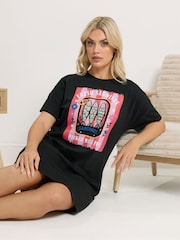 Yours Curve Black Sleeptee Nightie - Image 2 of 4