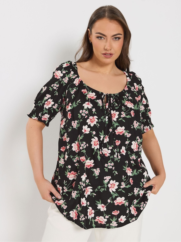 Yours Curve Black Boho Top - Image 1 of 5