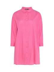 Yours Curve Pink Longline Slub Shirt - Image 6 of 6