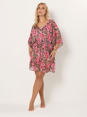 Yours Curve Brown Chiffon Throw On Cover-Up - Image 2 of 7